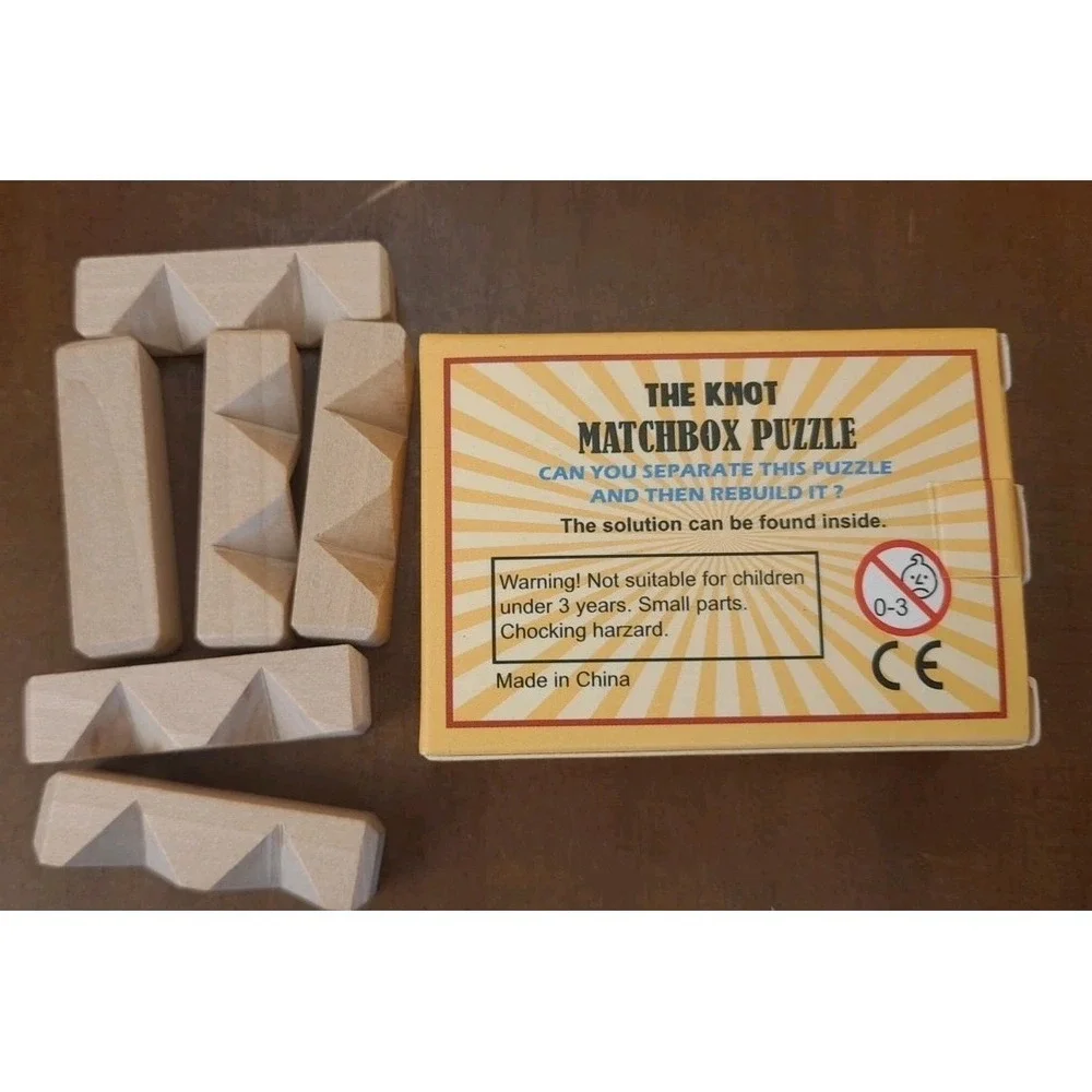 NIB The Knot Matchbox Puzzle Game 6 Pieces With‎ Solution Inside - 2 1/2